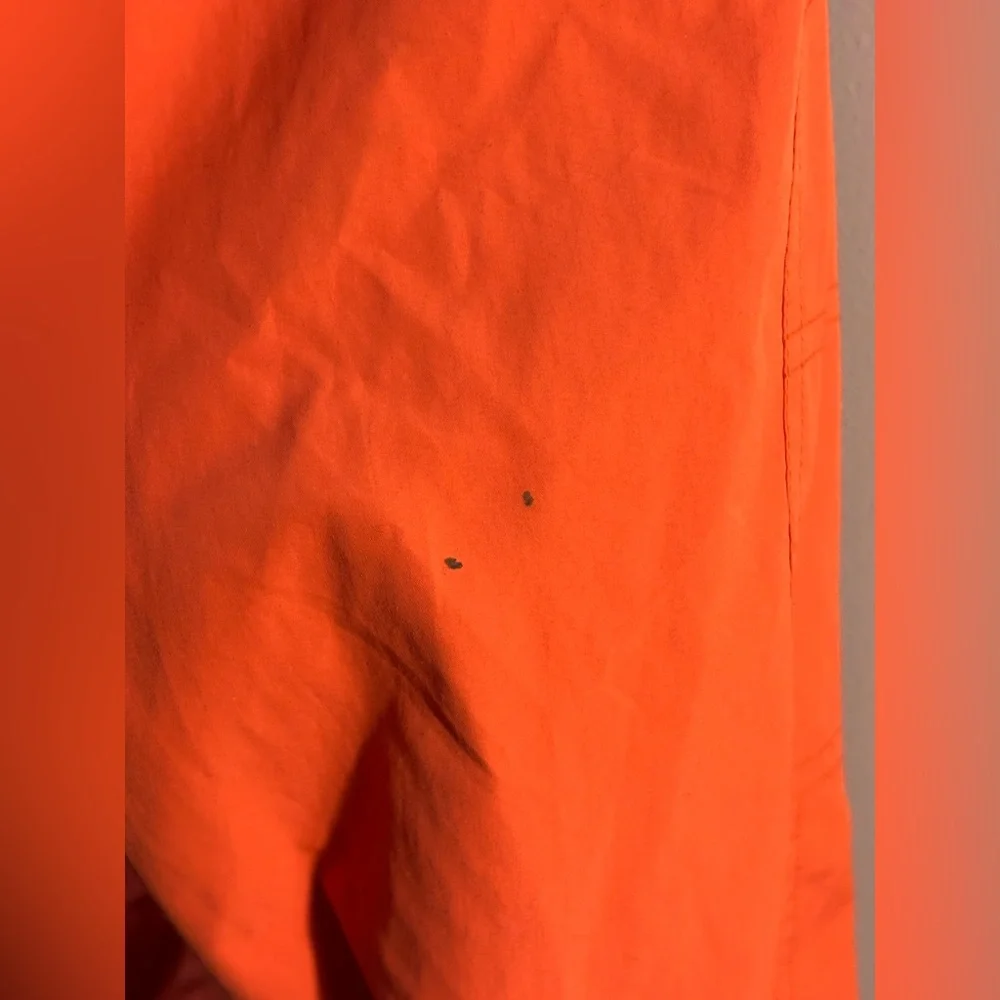 Chico's Anorak Jacket 3/4 Zip Orange Hidden Hood Medium Travel Packable Wind